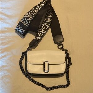 Marc Jacobs White Crossbody Bag with Black Strap